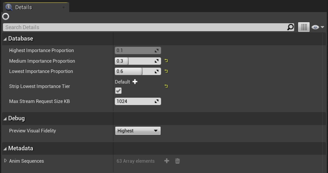 Database settings